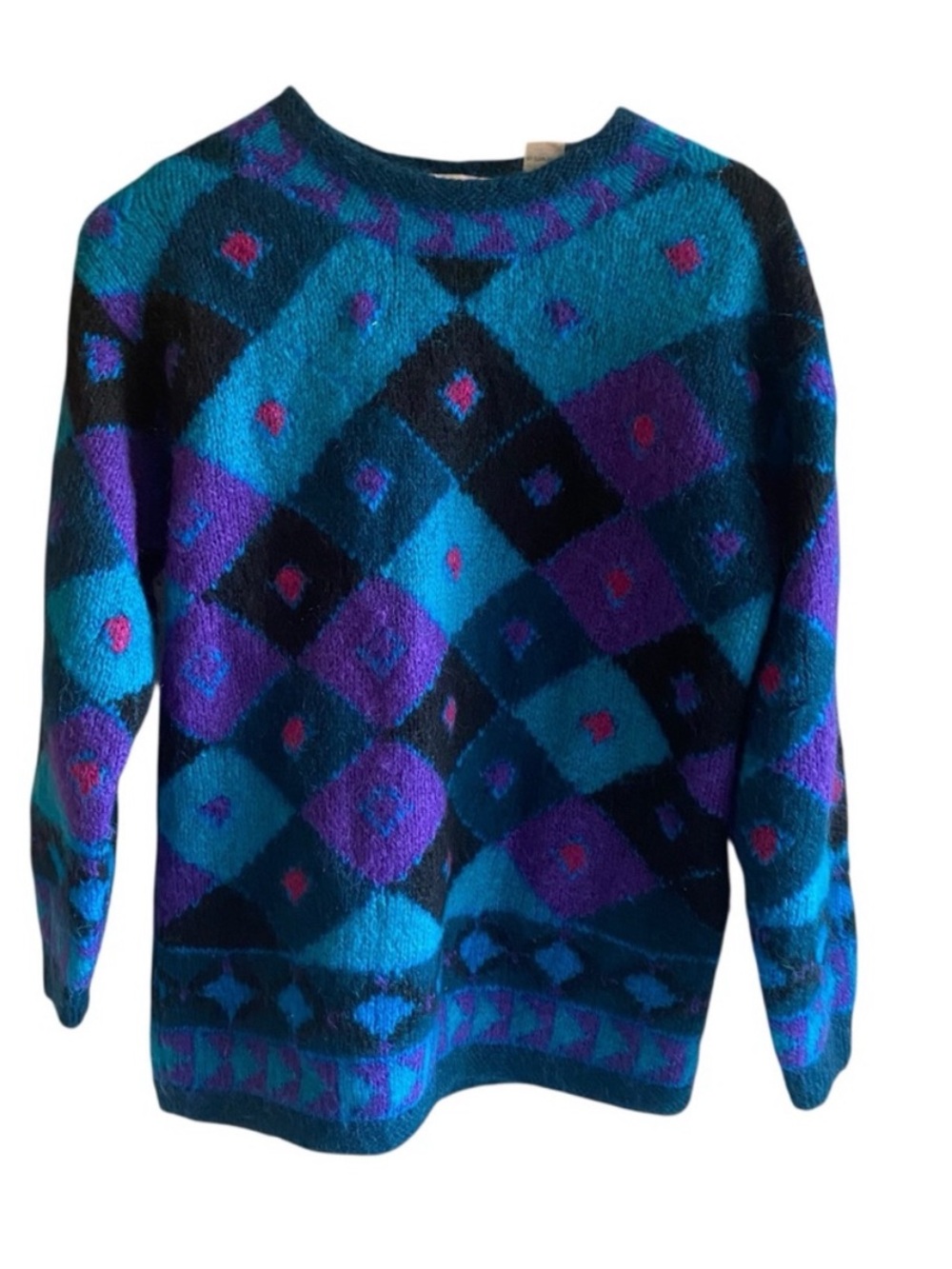 SEGRETS SUN PRINTS Vintage HAND KNIT Wool Sweater